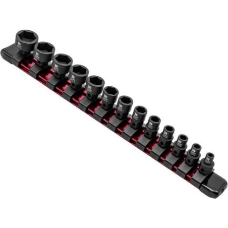 Juego de vasos de impacto extra cortos 1/4” (13 pzas)